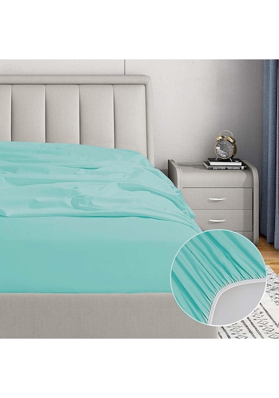 Soley Jersey %100 Pamuk Çift Kişilik 140 X 200 Lastikli Çarşaf Su Yeşili