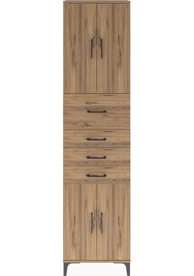 Arges Dolap 3 Raflı 4 Çekmeceli 4 Kapaklı 60x30x243 Çam-çam Çam