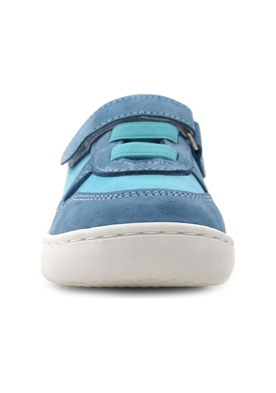Rakerplus Bob Hakiki Deri Mavi Yeşil Barefoot Cırtlı Lastikli Bebek Sneaker Ayakkabı Mavi