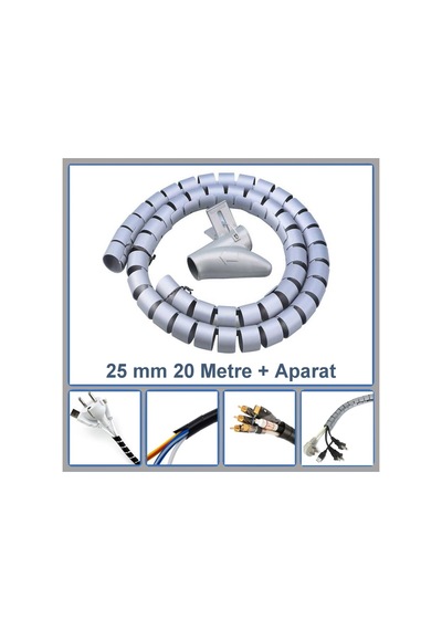 Sumergrup 25Mm Kablo Toplama Spiral Omurga Tipi Gri 20 M + Aparat