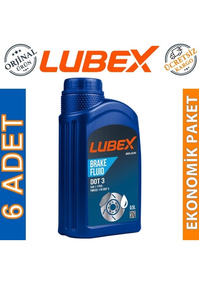Lubex Brake Fluid Dot 3 Fren Hidrolik Yağı 500 Ml 6 Adet