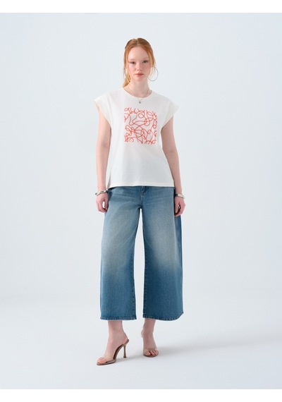 Loft Beyaz Kadın T-shirt Lf2038770 Beyaz