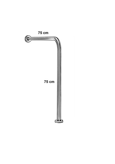 Paslanmaz Yerden Duvara Tutunma Barı 32mm Çap 75x75cm Gümüş