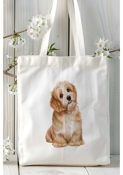 Art Hediye Maltese Terrier Köpek Baskılı Omuz Çanta Kişiye Özel Model 9 Çok Renkli