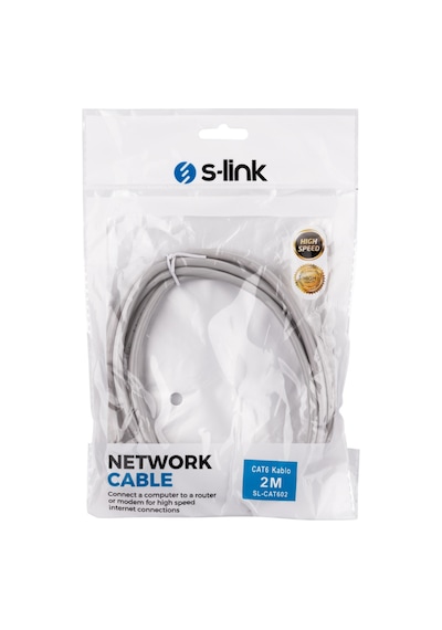 S-lınk Sl-cat602, Cat6, Patch, 2mt, Kablo Gri S-link