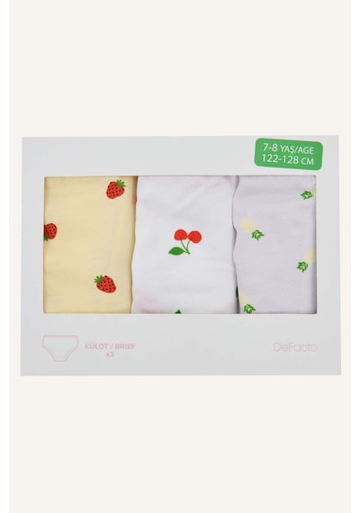 Defacto Meyve Desenli Penye 3lü Slip Külot Kız Çocuk H1488a826smwt34 Beyaz-wt34