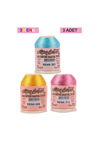 3 Adet Altınbaşak Oya Ve Dantel İpi 20 Gr - Royaleks - No: 600 -