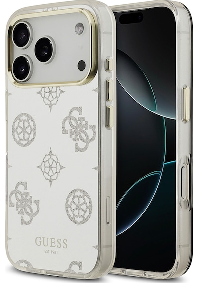 Apple Uyumlu iPhone 17 Pro Max Kılıf Guess Lisanslı Metal Kamera Çerçeveli Simli Peony Aynalı Kapak Gümüş Gümüş