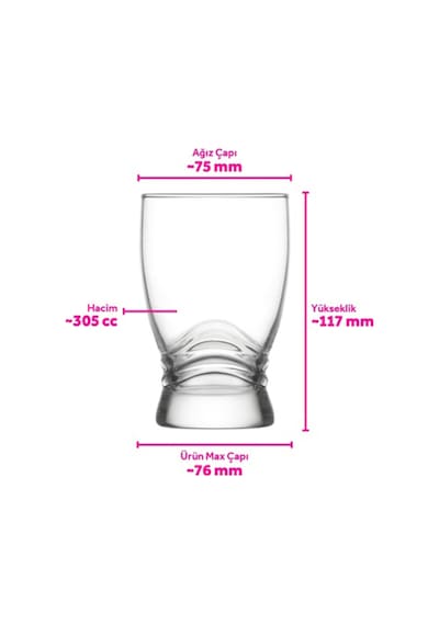 Lav Adrasan Cam Viski Bardağı 6'lı 305 ml (Meşrubat/Kokteyl Bardağı )