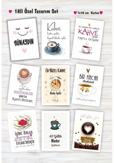 Kahve Sunum Kartları 18 Li Motto Kart 7x10 Cm 18likahvekart7x10