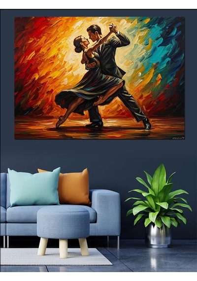 Ahşap Tablo Ateşler İçinde Dans Eden Çift