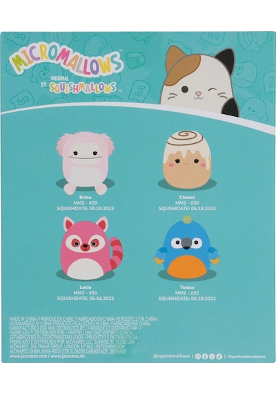 Micromallows Squishmallows Mini Yumuşak Peluş Oyuncak 4 Lü Figür Seti - 6 Cm - Model - 2 Çok Renkli