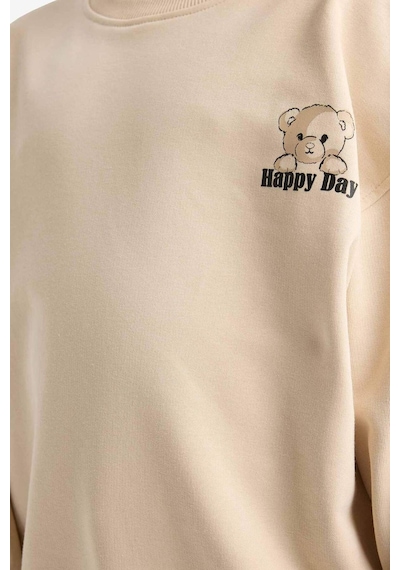 Defacto Kız Çocuk Oversize Geniş Kalıp Bisiklet Yaka Baskılı Sweatshirt E6755a825auer230 Ekru Defacto Kız Çocuk Oversize Geniş Kalıp Bisiklet Yaka Baskılı Sweatshirt E6755a825auer230 Ekru
