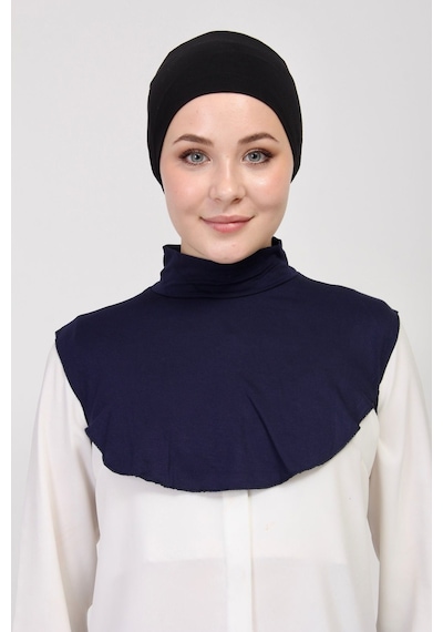 Manolyaşal İslamic Hijab Düz Balıkçı Yakalı Kurtarıcı Boyunluk Lacivert
