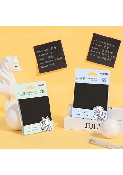 Deli Sticky Notes Siyah Yapışkanlı Not Kağıdı 74x74mm 30yp. 21556