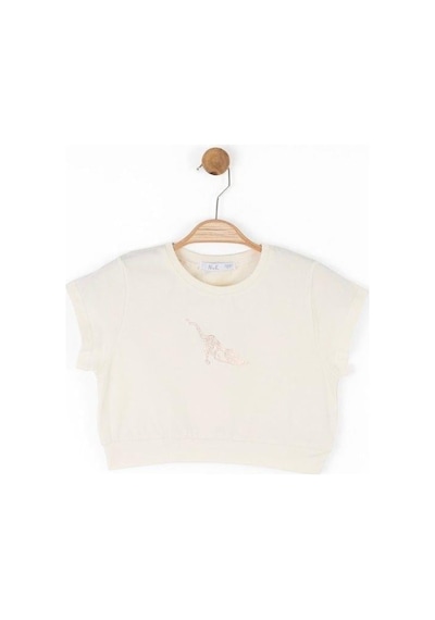 Nk Kids Kız Çocuk Pamuklu Crop Tshirt-15554 Bej