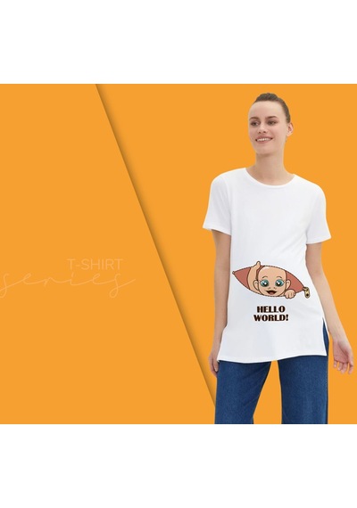 Bk Gift Espri Tasarımlı Beyaz Hamile Tişörtü, Hamileye Hediye, Yeni Anne Hediyesi, Arkadaşa Hediye-8 001