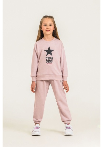 U.S. Polo Assn. Kız Çocuk Baskılı Pembe Uzun Kol Eşofman Takımı Us2719-c-v2 Us2719-c-v2