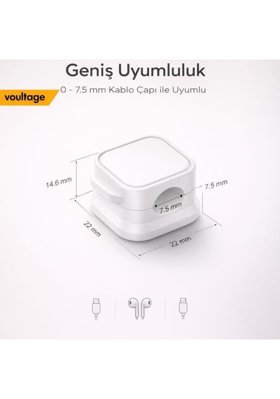 Manyetik Kablo Düzenleyici 6 Lı Set, Masa Kablo Tutucu Klips, Şarj Kablosu Organizer Siyah Bey Standart