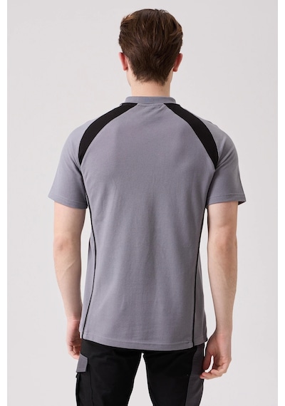 Vancelya Polo Yaka T-shirt Nefes Alabilir, Şık Ve Rahat, Günlük Ve İş Kullanımı İçin Erkek Tişört Gri-siyah