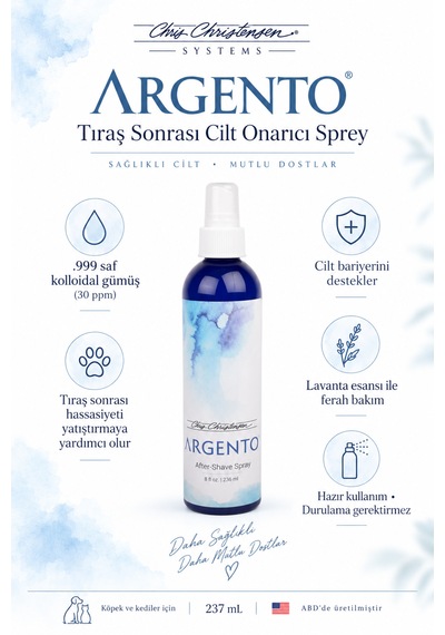 Chris Christensen Systems Argento Kedi Ve Köpek Tıraş Sonrası Cilt Onarıcı Sprey 237 Ml