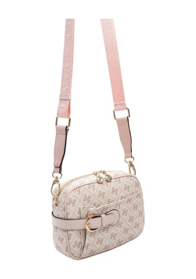 Silver & Polo Silver Polo Pembe - Pudra Monogram Kadın Çapraz Çanta Sp1256