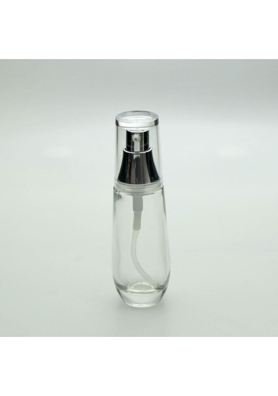 Krem ve Losyon Şişesi 30 ML 20 Adet Boş Şeffaf Cam Gri Kapaklı