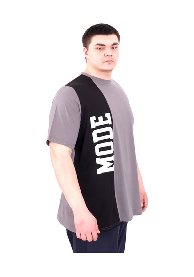 Mode Xl Büyük Beden Erkek T-shirt Parçalı U25501 Füme Füme
