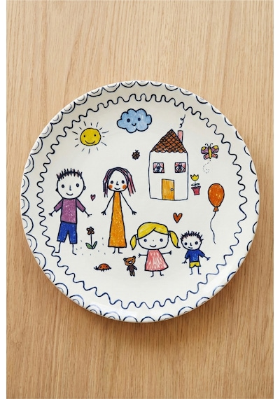 Grandora Çocuk Desenli Pasta Tabağı 20 Cm 6 Lı Set - Renkli Aile Figürlü Tatlı, Pasta Veya Ikram Tabak Çok Renkli