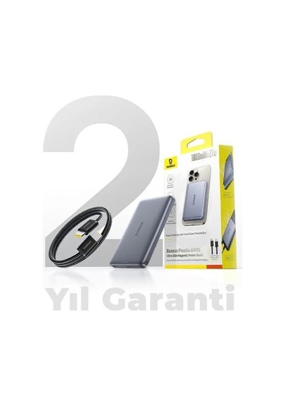 Picogo Ultra-slim Qi2 Magsafe Kablosuz Şarj Gri 10000 Mah Hızlı Şarj Powerbank
