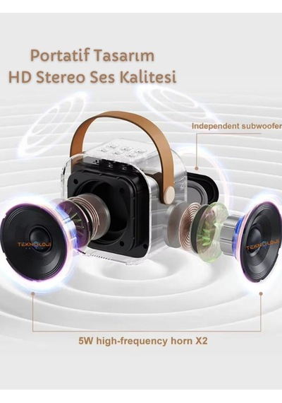 K12 Kablosuz Bluetooth Hoparlör Pembe Karaoke Mikrofon 5 Ses Efektli Rgb Hd Stereo Ses Usb/sd/fm