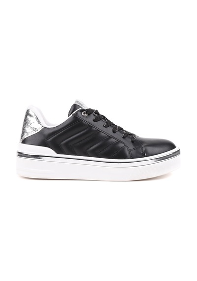 Stato Nova Kapitoneli Gümüş Detaylı Beyaz Kadın Sneaker Siyah