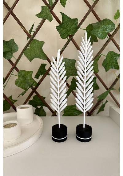 Modern Minimalist Doğa Temalı Yaprak Seti Beyaz Renkli Dekoratif Obje Beyaz - 698301863