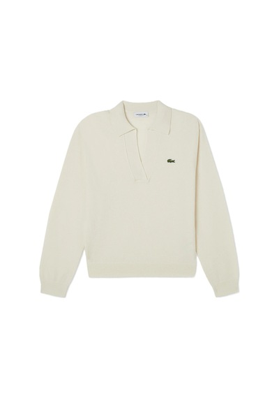 Lacoste Women's Classic Fit Polo Collar Cream Sweater Kadın Polo Yaka Clasic Fit Yün Kaşmir Kazak Krem Krem Lacoste Women's Classic Fit Polo Collar Cream Sweater Kadın Polo Yaka Clasic Fit Yün Kaşmir Kazak Krem Krem