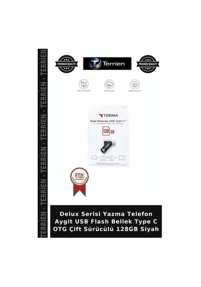 Delux Serisi Yazma Telefon Aygit Usb Flash Bellek Type C Otg Çift Sürücülü 128gb Siyah