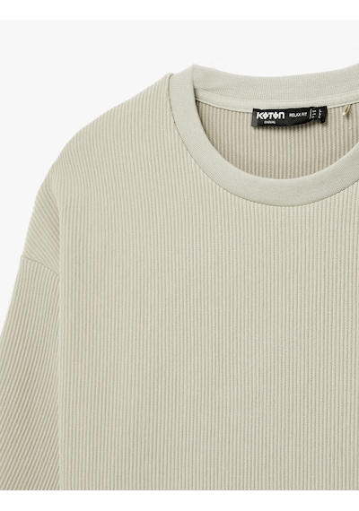 Koton Kısa Kollu Bisiklet Yaka Pamuklu Basic Oversize Tişört Haki 6sam10279mk Haki