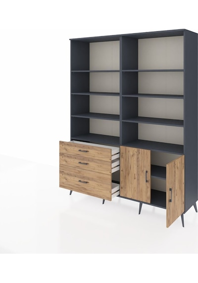 Hyperion Gardrop 9 Raflı 3 Çekmeceli 2 Kapaklı 176x44x221 Antrasit-çam Çam Hyperion Gardrop 9 Raflı 3 Çekmeceli 2 Kapaklı 176x44x221 Antrasit-çam Çam