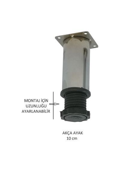 Akça Ayak, Baza, Yatak, Koltuk, Kanepe, Masa, Puf, Sehpa Tv Ünitesi Ayarlanabilir Metal Ayak 10 Cm Krom