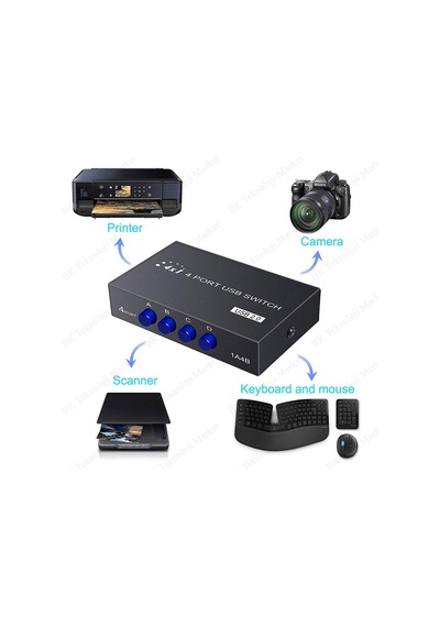 4 Port Usb Pc Tarayıc  Yazıcı Değiştirici Switch