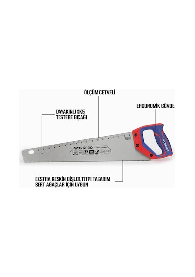 Workpro Wp215010 450mm Sk5 11 Tpı Ağır Hizmet Tipi El Testeresi