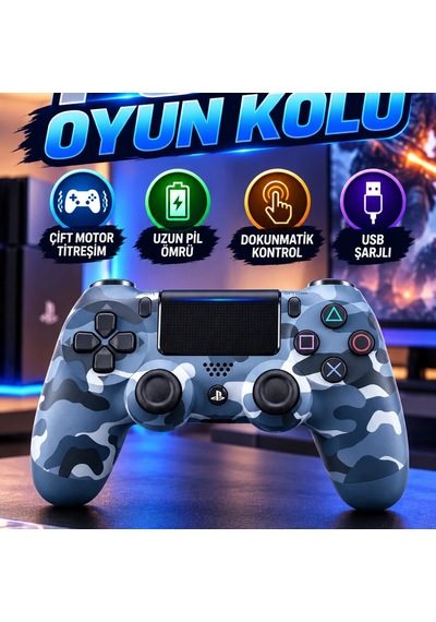 Dokunmatik Kontrollü Ergonomik Oyun Kolu Usb Şarjlı Analog Stickli Gamepad