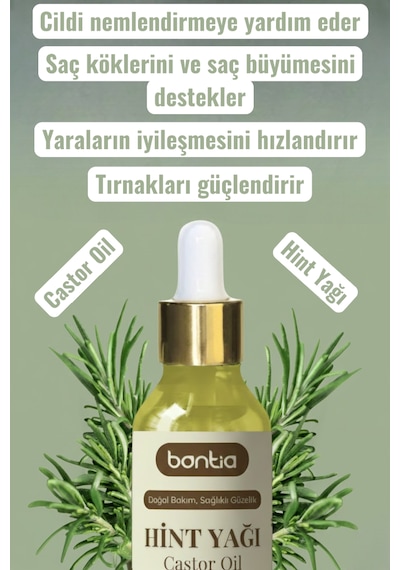 %100 Saf Soğuk Sıkım Hint Yağı 3 Lü Set - Kaş Kirpik Saç Bakımı & Cilt Nemlendirici Doğal Yağ 3x20ml 60 ML