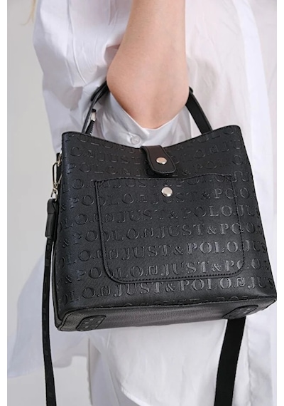 Just Polo Kadın Orta Boy Ayarlanabilir Askılı Şık El & Omuz Çantası Shoulder Bag Siyah