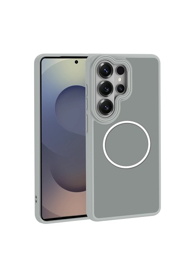 Maks Technology Galaxy Uyumlu S26 Ultra Kılıf M-safe Şarj Özellikli Metal Kamera Çerçeveli Mkst Sanremo Silikon Kapak - Gri
