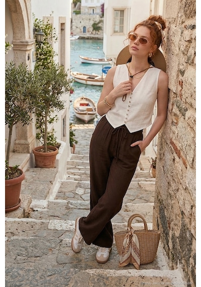 Lela Bayan Yelek 5866661 Ekru