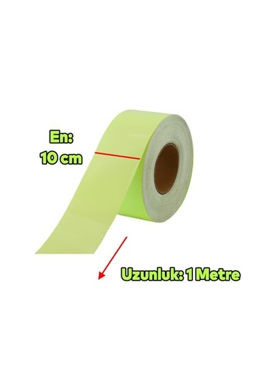 Badem10 Fotolümen Gece Parlayan En 10 Cm Reflektörlü 1 Mt İkaz Yeşil Fosforlu Reflektif Düz Şerit Bant
