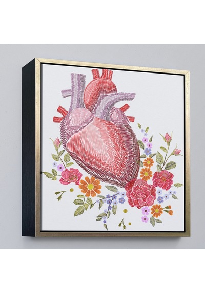 Ahşap Çerçeveli Çiçekli Kalp Tablosu - Kalp Doktoru Hastanesi Hediyesi-8304