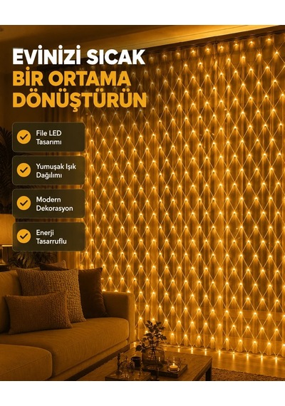 Lb Ağ Şeklinde Led File Işık Dekoratif Ortam Aydınlatma Bahçe Balkon Süsü