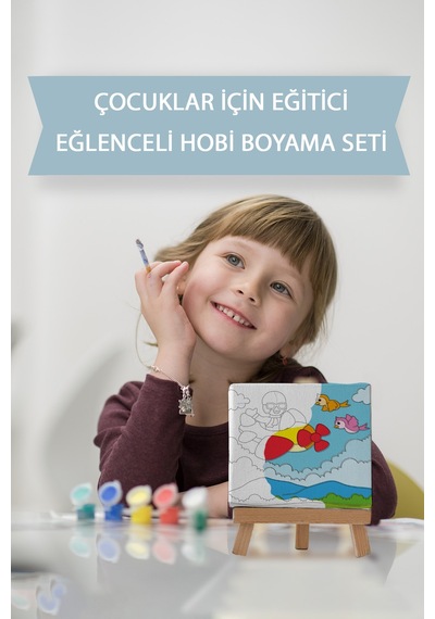 Uçak Pilotu Sevimli Çocuk Çocuk Eğitici Tuval Boyama Hobi Seti