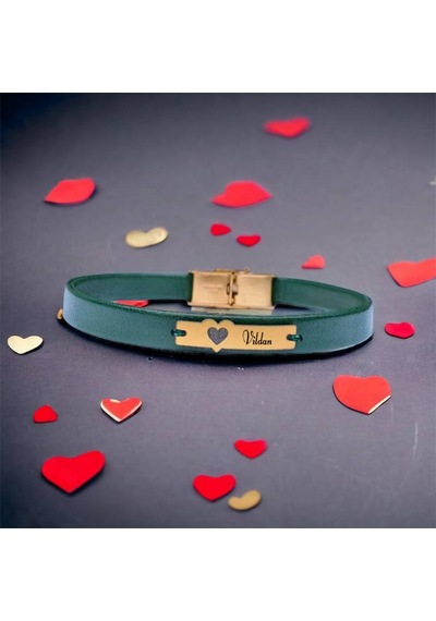 Archin Vildan İsmine Özel 14 Ayar Altın Plakalı Kalp Figürlü Hakiki Yeşil Derili Hediye Bileklik-573isim Vildan Archin Vildan İsmine Özel 14 Ayar Altın Plakalı Kalp Figürlü Hakiki Yeşil Derili Hediye Bileklik-573isim Vildan